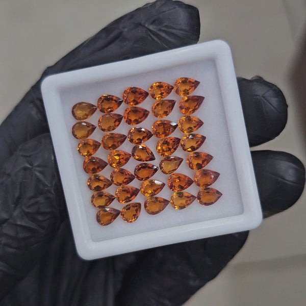 35Pcs of Natural Orange Garnet Faceted | Pear| Size: 6x4mm