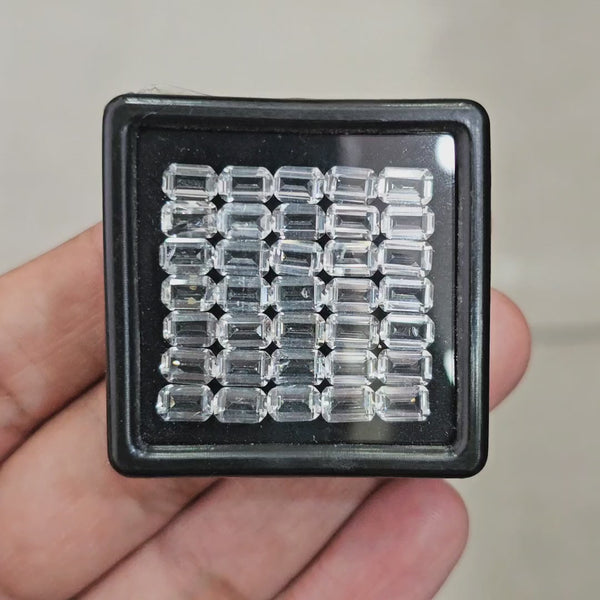 35pcs of Natural White Topaz Faceted  | Rectangle | Size: 6x4mm
