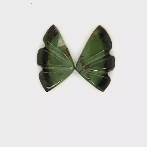 Natural Watermelon Tourmaline Butterfly Carved Pair | Size:10x6mm