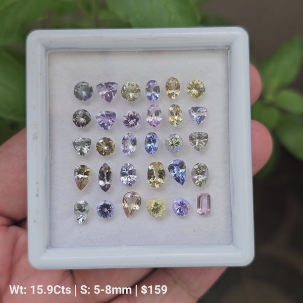 30 Pcs Of Natural Unheated Tanzanite Faceted Gemstone | Shape: Mix | Size:5-8mm