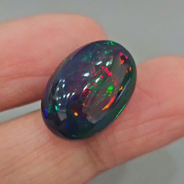 Natural Ethiopian Black Smoked Opal Cabochon | Oval| Size: 21x15mm