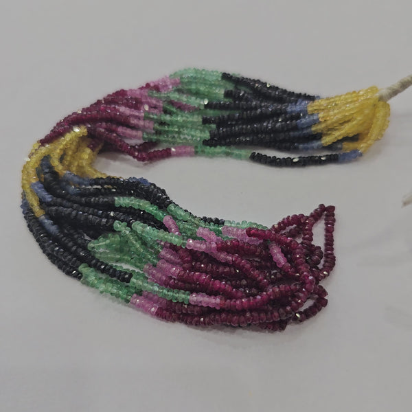 Natural Precious Gemstone Beads Size: 3mm | Ruby Sapphire and Emerald