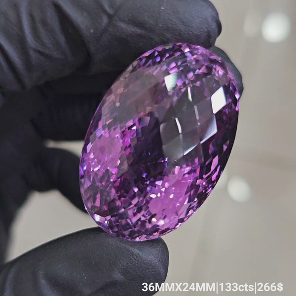 Natural Deep Color Amethyst Checkerboard Cut | Oval | Size: 36x24MM