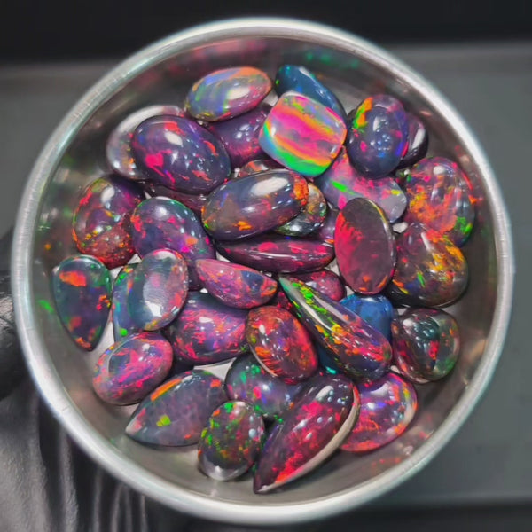 Natural Black Opal Cabochons(Smoked) | 14-17mm | 1 Pc | Top Quality