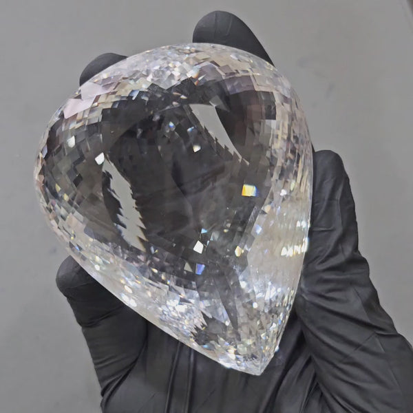 1537Cts | Natural Jambo Clear Quartz Faceted | Pear | 84x69mm