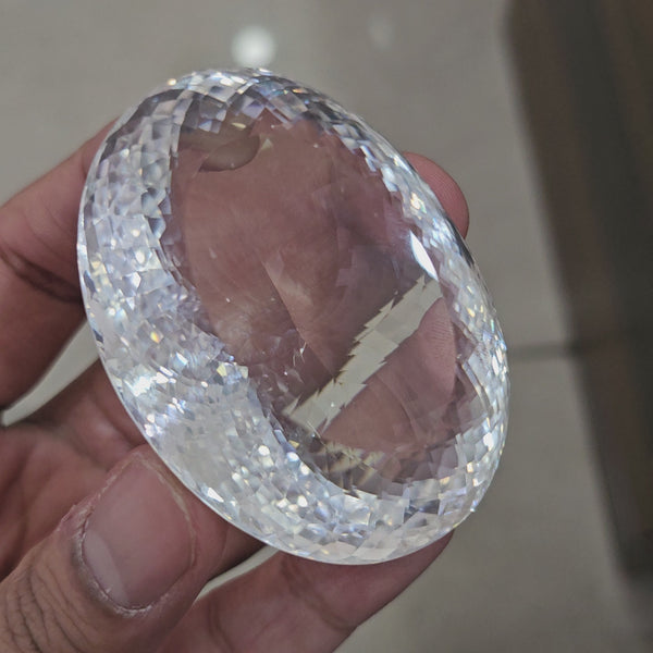 628Cts | Natural Jambo Clear Quartz Faceted | Oval | 63x47mm