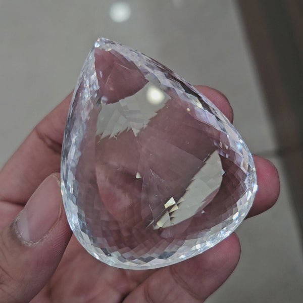 448Cts | Natural Jambo Clear Quartz Faceted | Pear | 64x51mm