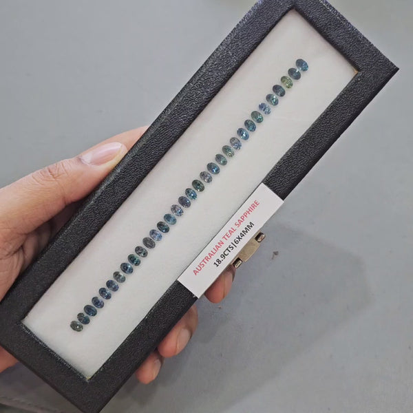 18.9cts  Natural Teal Sapphire Bracelet Layout From Australia | 6X4mm| Oval | Unheated