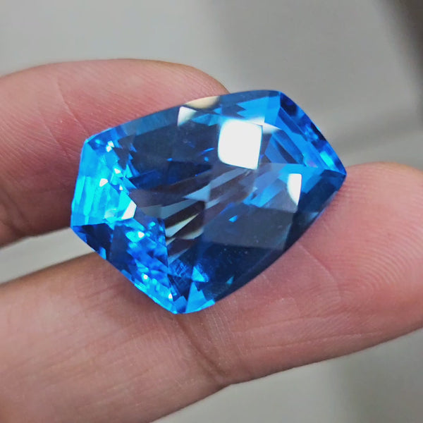 40.3Cts Of Natural Swiss Blue Topaz Checker Cut | Fancy | 23x19mm