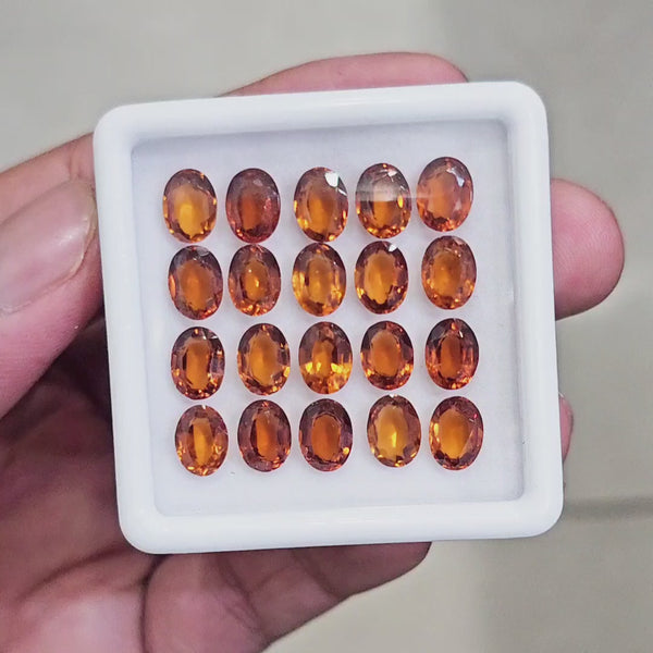 20 Pcs Of Natural Hessonite Garnet Faceted | Shape: Oval | Size:8x6mm