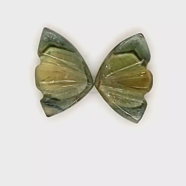 Natural Watermelon Tourmaline Butterfly Carved Pair | Size:10x7mm