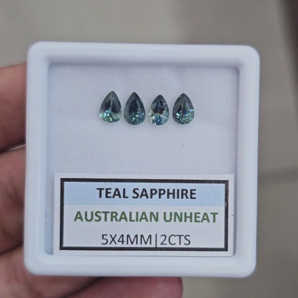 2cts  Natural Australian Teal Sapphire | 5X4mm| Pear | Unheated