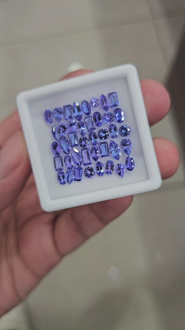 40 Pcs Natural Tanzanite Faceted  | Mix | Size: 3-6mm