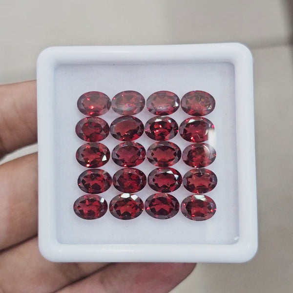 20pcs Natural Mozambique Cherry Garnet Faceted | Oval | Size: 8x6mm