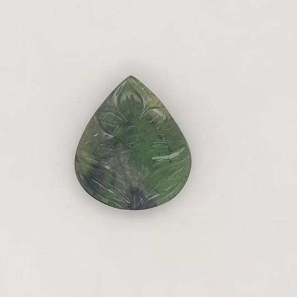 1 Pics Of Natural Flower Tourmaline Carved | Size:23X19mm | With Certificate