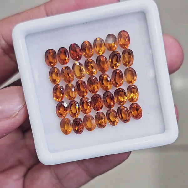 35 Pcs Of Natural Hessonite Garnet Faceted | Shape: Oval | Size:6x4mm