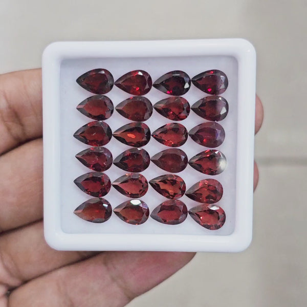24pcs Natural Mozambique Cherry Garnet Faceted | Pear | Size: 9x6mm