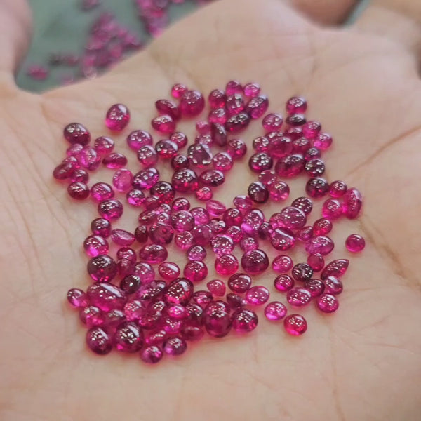 10 Carats Mozambique Pigeon Blood Ruby Cabochons | Minor Heat Only | 2–4mm | ~80 Pcs