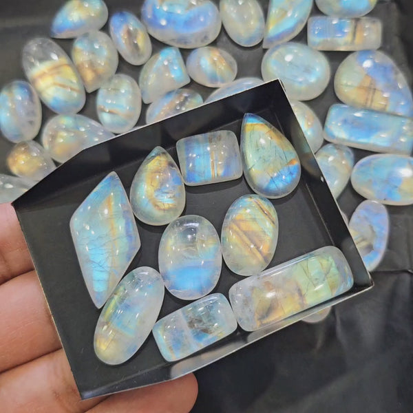 Natural Galaxy Moonstone Cabochon Random Pick | High Quality multi fire |20-30mm