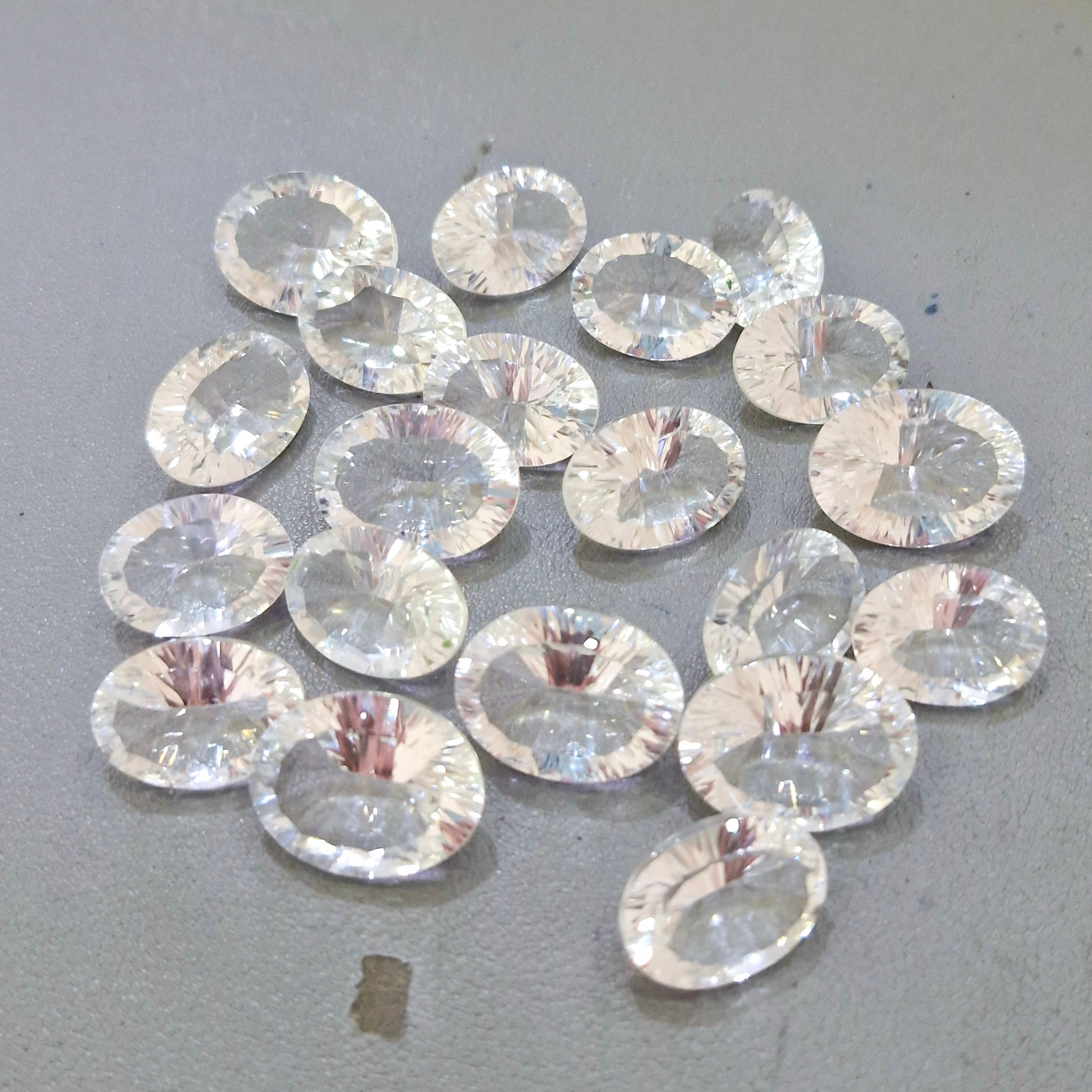 Natural Clear Quartz Concave Gemstone Oval Shape | Size: 18-20mm