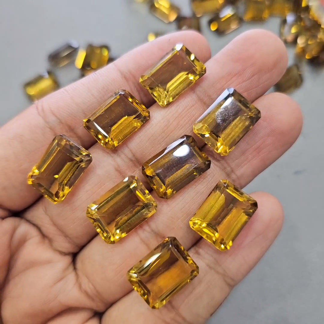 5Pcs Natural Honey quartz Faceted | Emerald cut | Size:16x12mm
