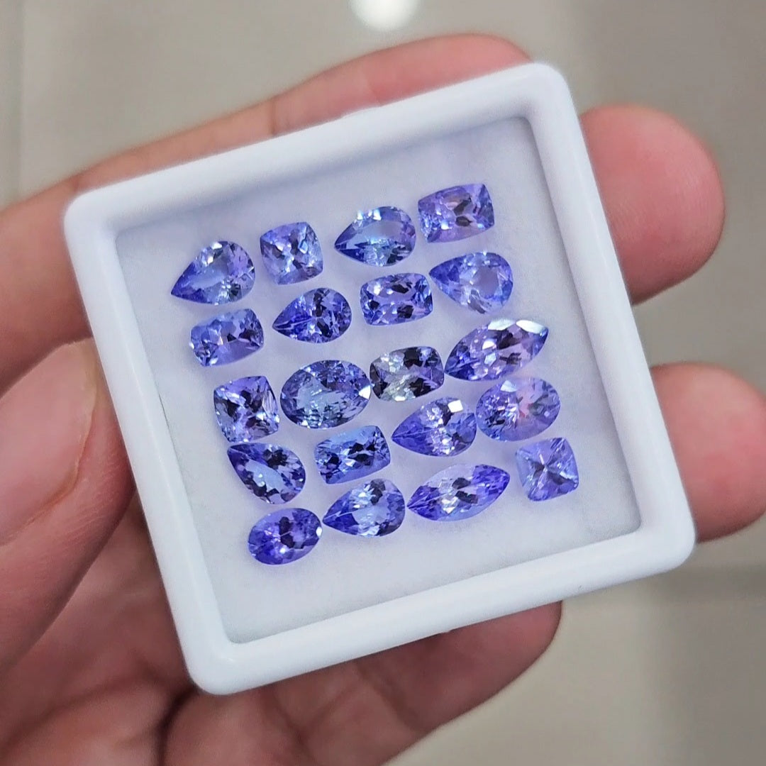 20 Pcs Natural Tanzanite Faceted  | Mix | Size: 4-8mm