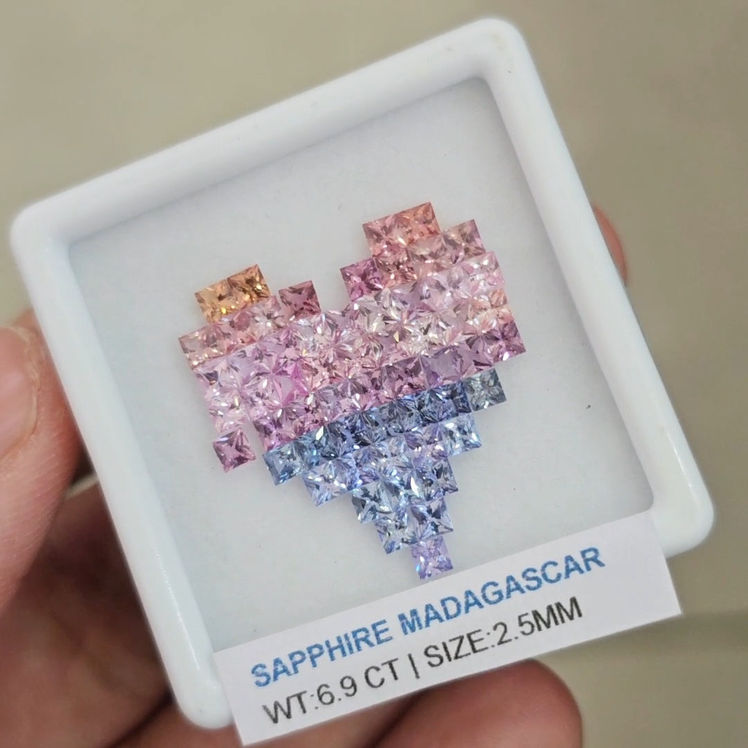 Box Of Natural Madagascar Unheated Sapphire  | 2.5mm | Square
