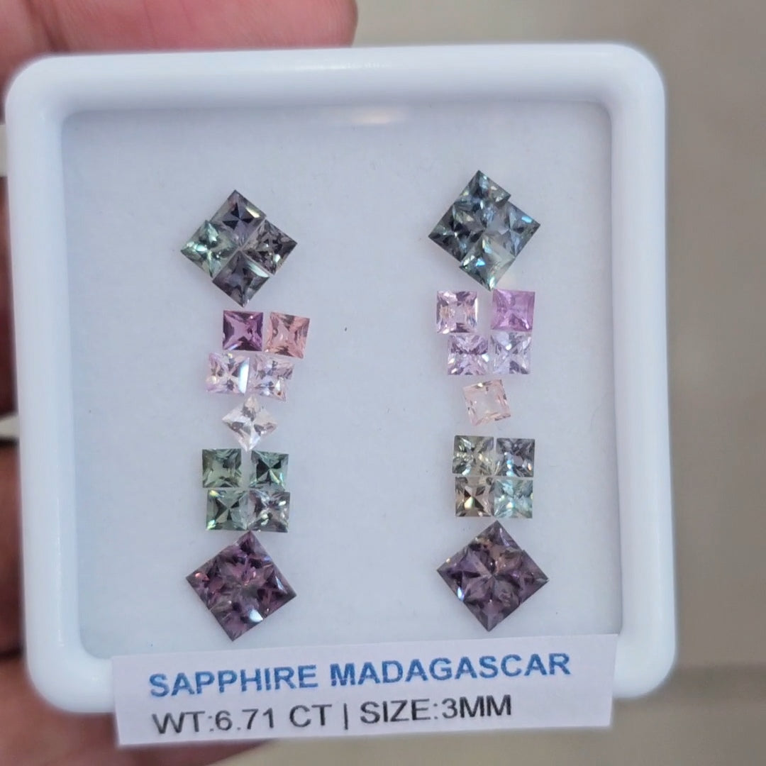 Box Of Natural Madagascar Unheated Sapphire  | 3mm | Square