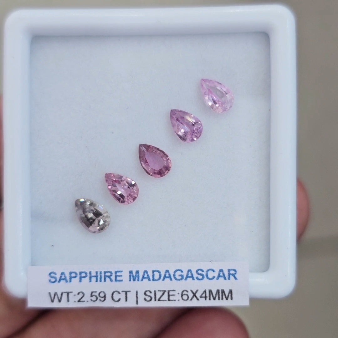 Box Of Natural Madagascar Unheated Sapphire  | 6x4mm | Pear
