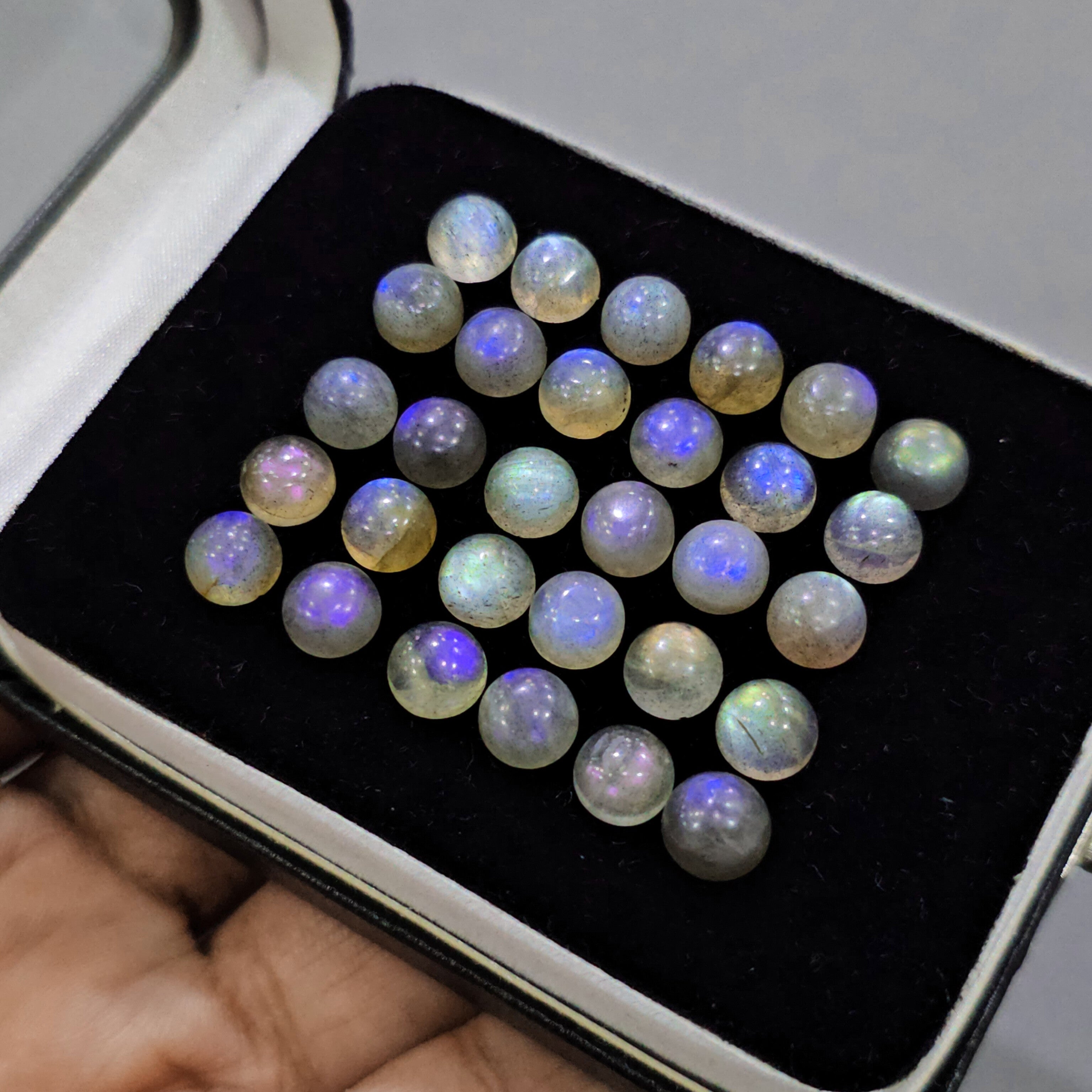 30 Pcs Labradorite Cabochons | 7-12mm | Round Shape Gemstones - The LabradoriteKing