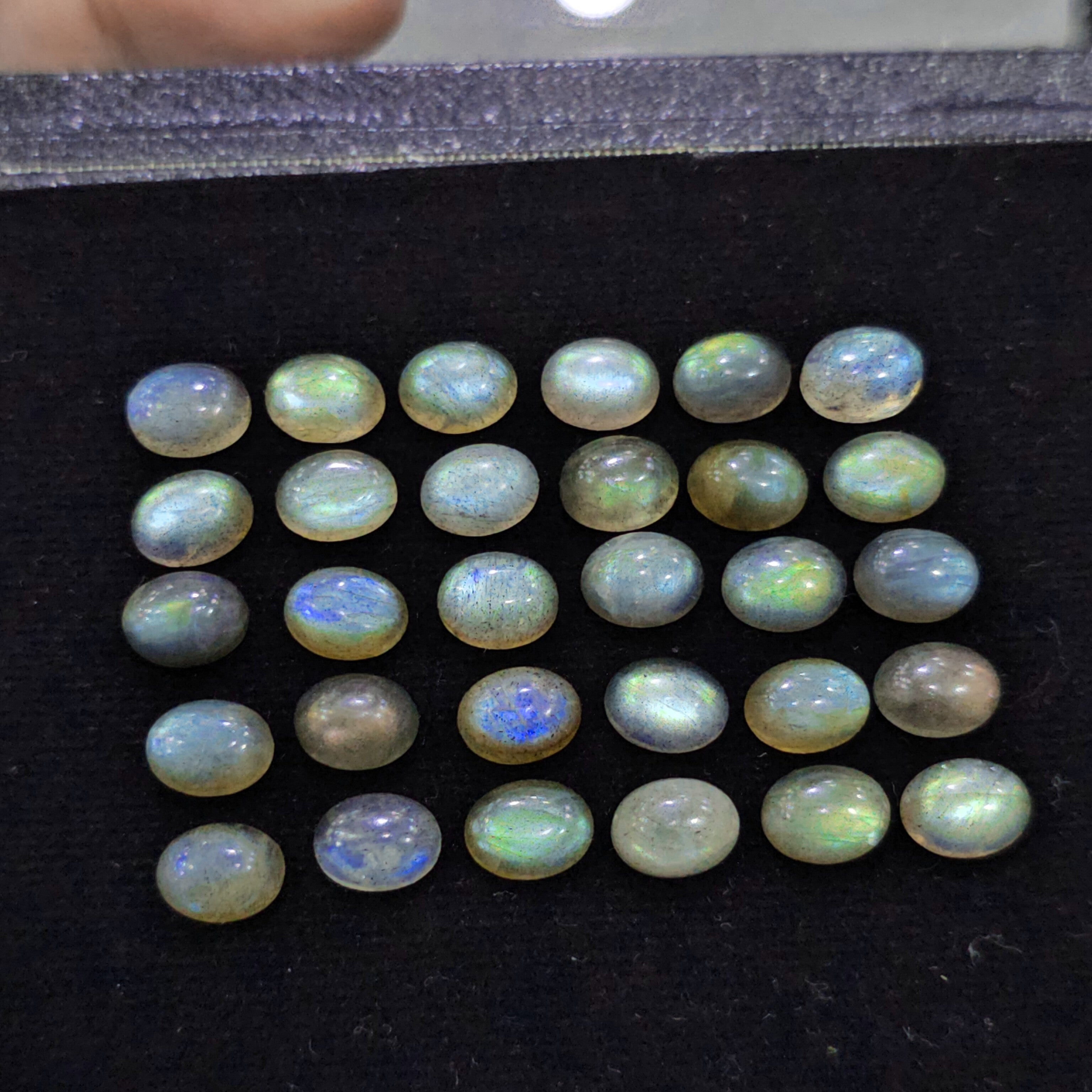 30 Pcs Labradorite Cabochons | 8-14mm | Oval Shape Gemstones - The LabradoriteKing
