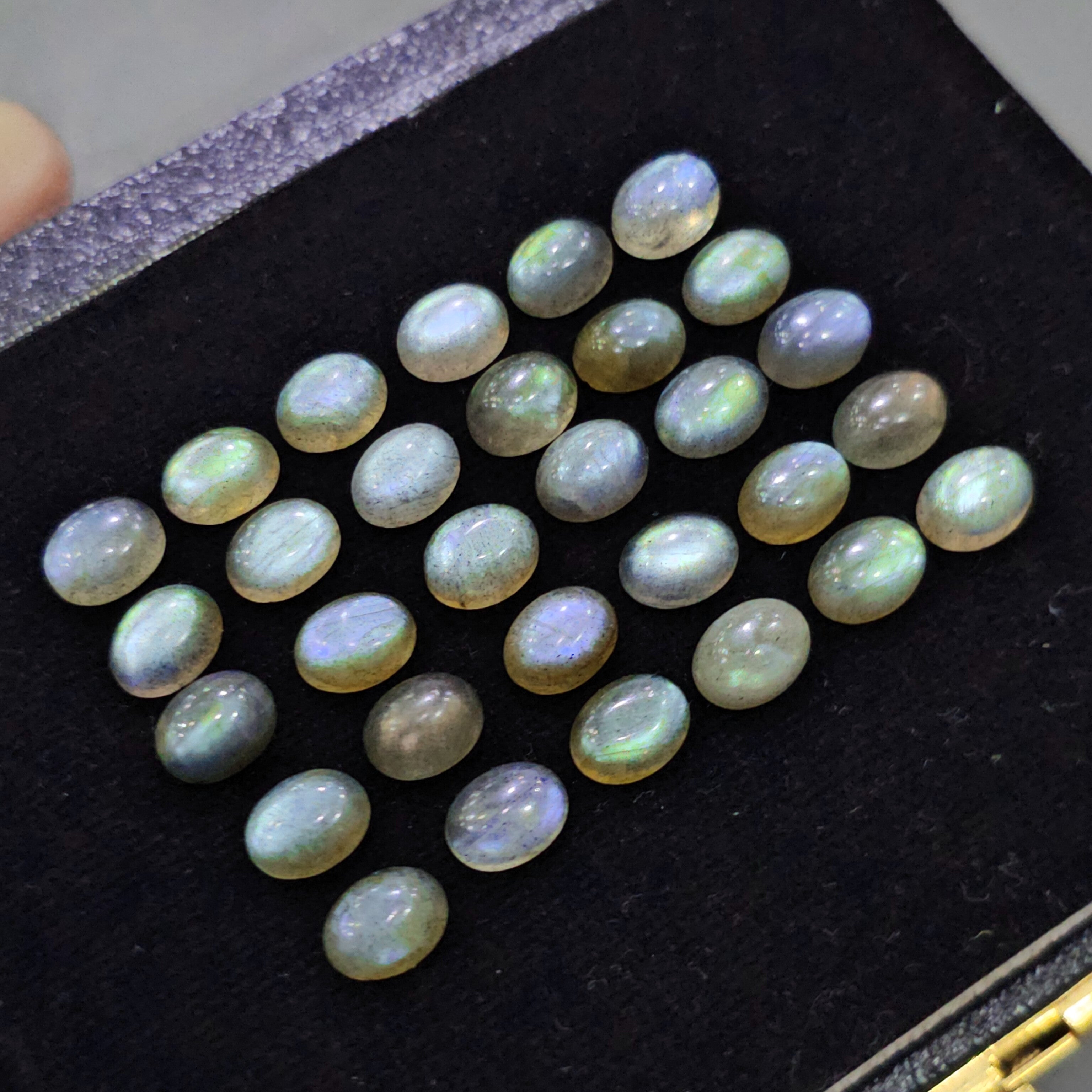 30 Pcs Labradorite Cabochons | 8-14mm | Oval Shape Gemstones - The LabradoriteKing