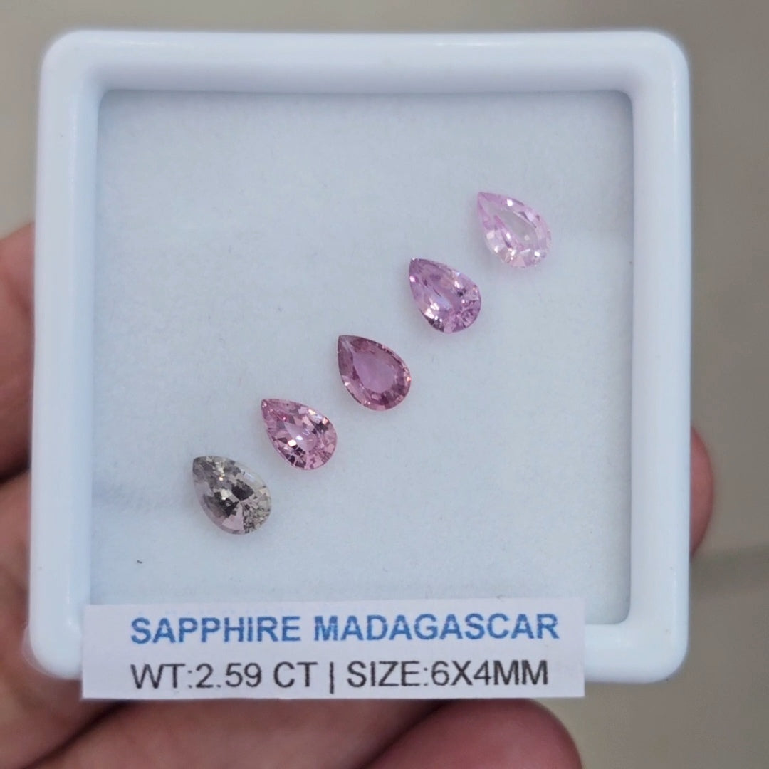Box Of Natural Madagascar Unheated Sapphire  | 6x4mm | Pear