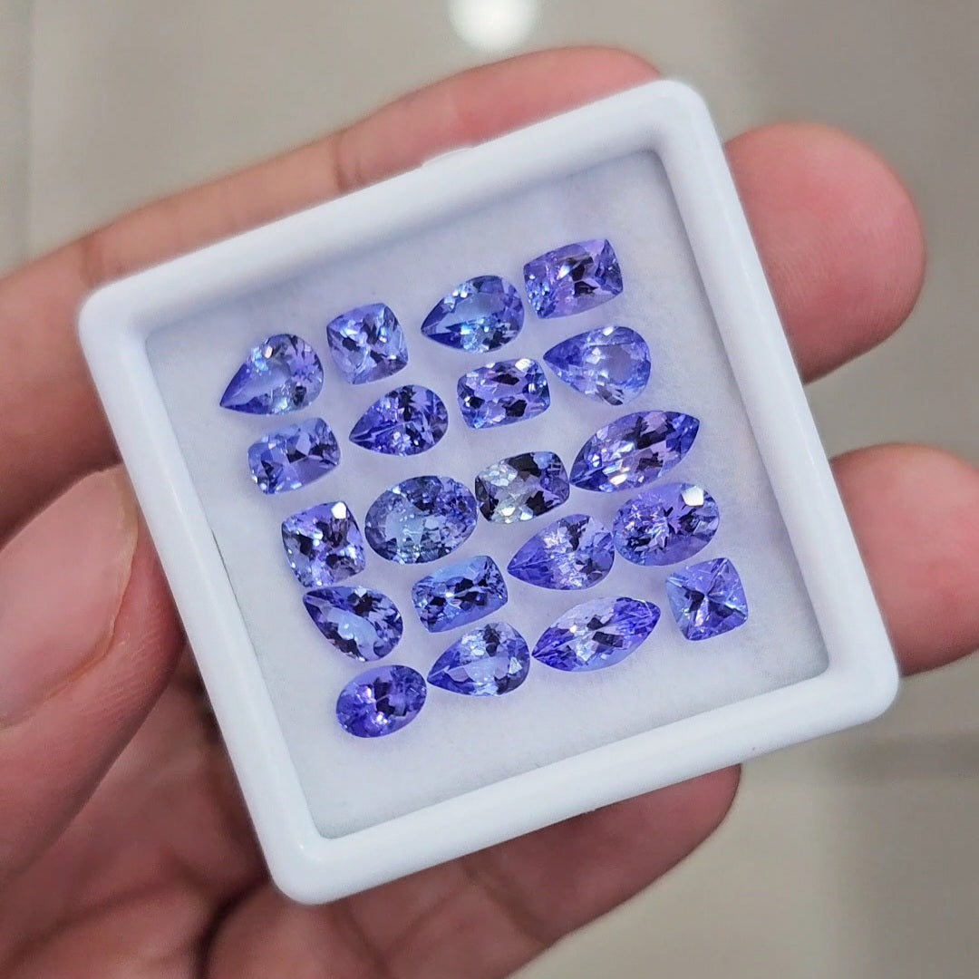 20 Pcs Natural Tanzanite Faceted  | Mix | Size: 4-8mm