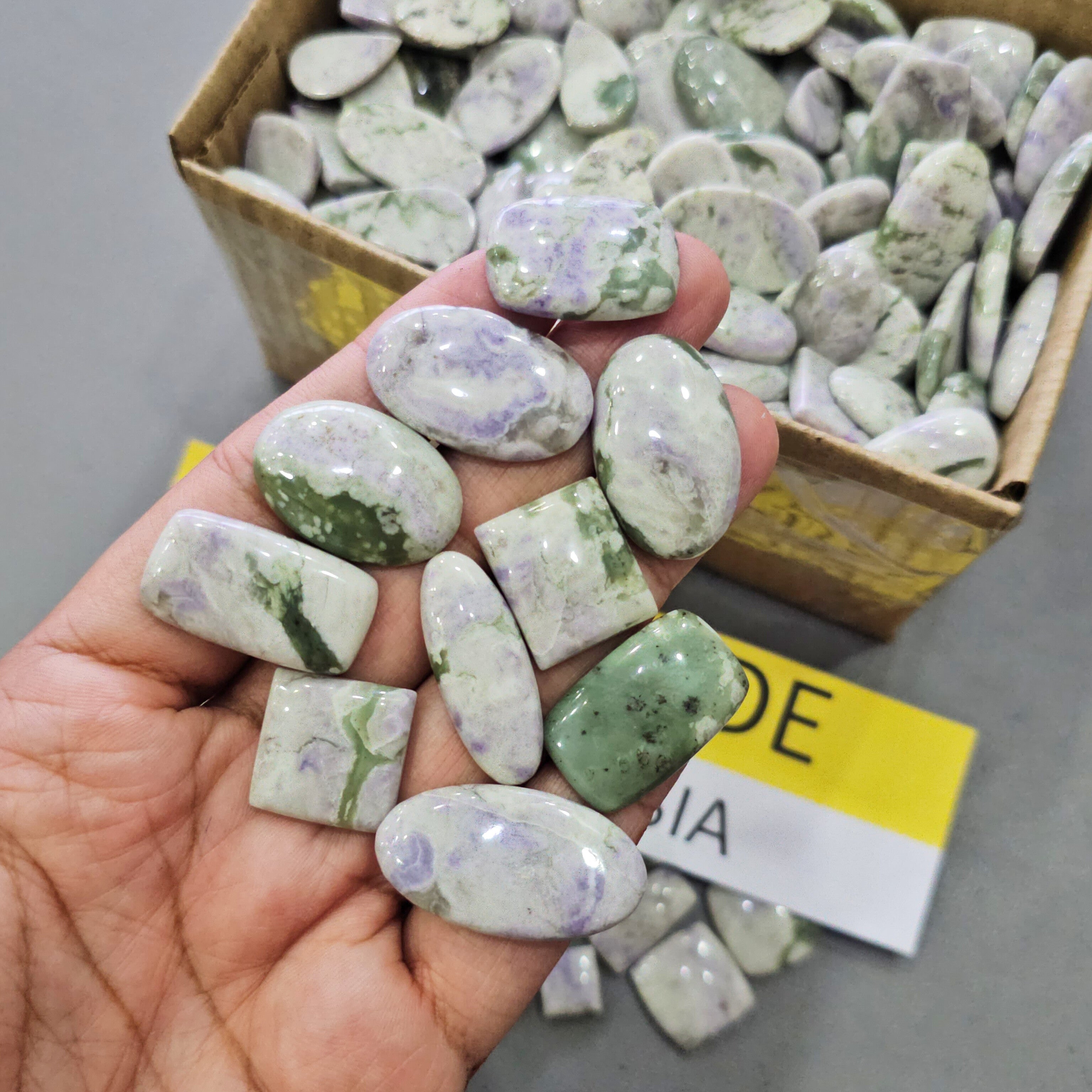 500 Grams Peace Jade Cabochons | 18–35mm | 90–105 Pcs | Mixed Shapes