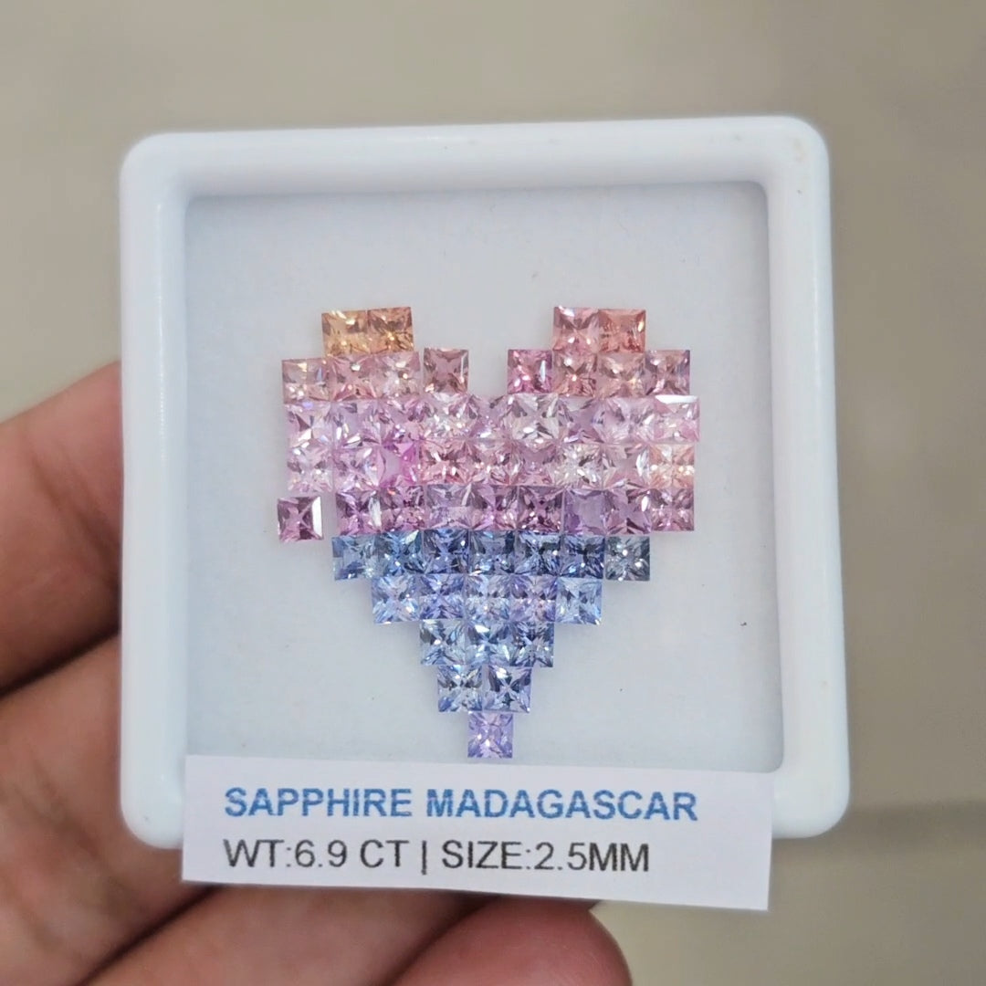 Box Of Natural Madagascar Unheated Sapphire  | 2.5mm | Square