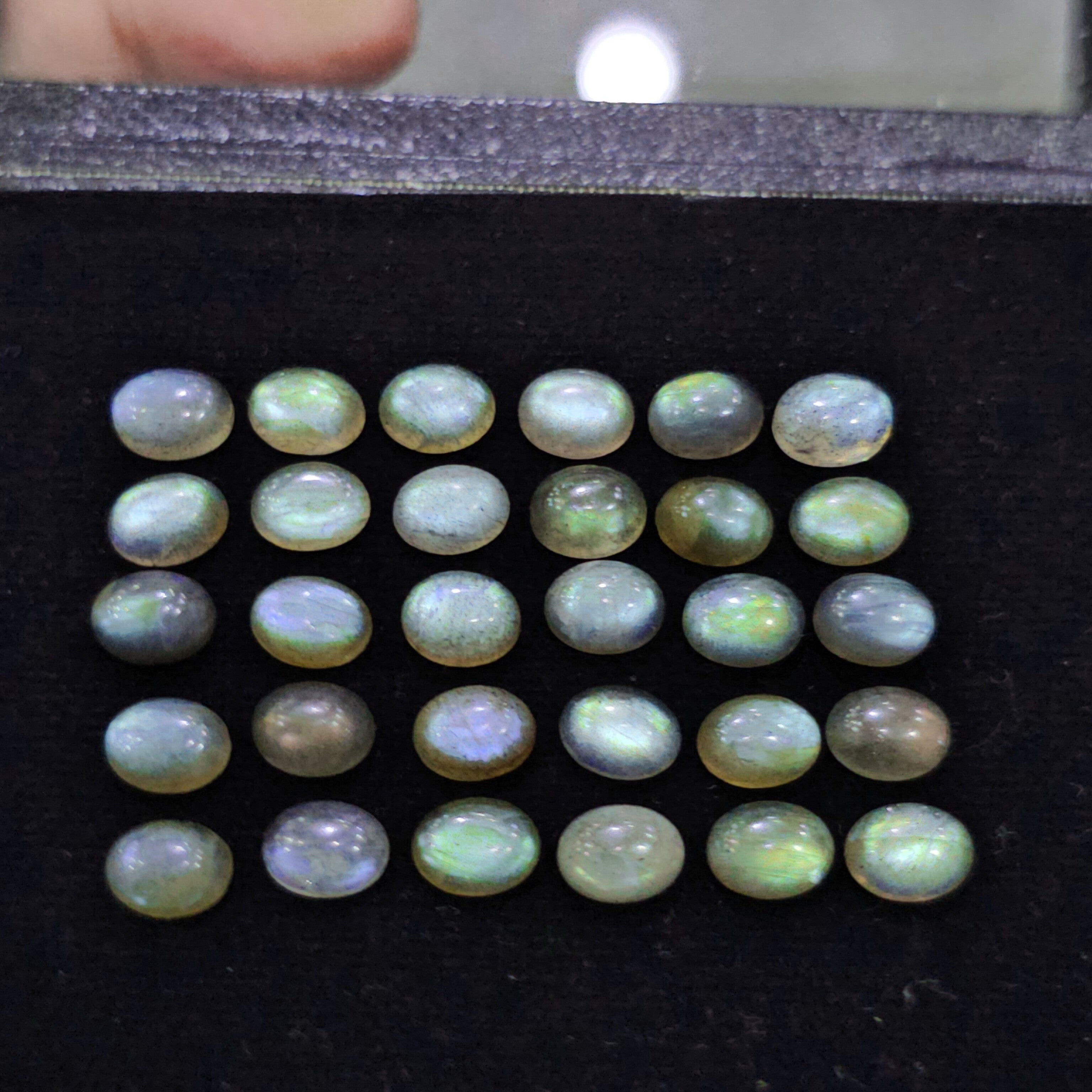 30 Pcs Labradorite Cabochons | 8-14mm | Oval Shape Gemstones - The LabradoriteKing