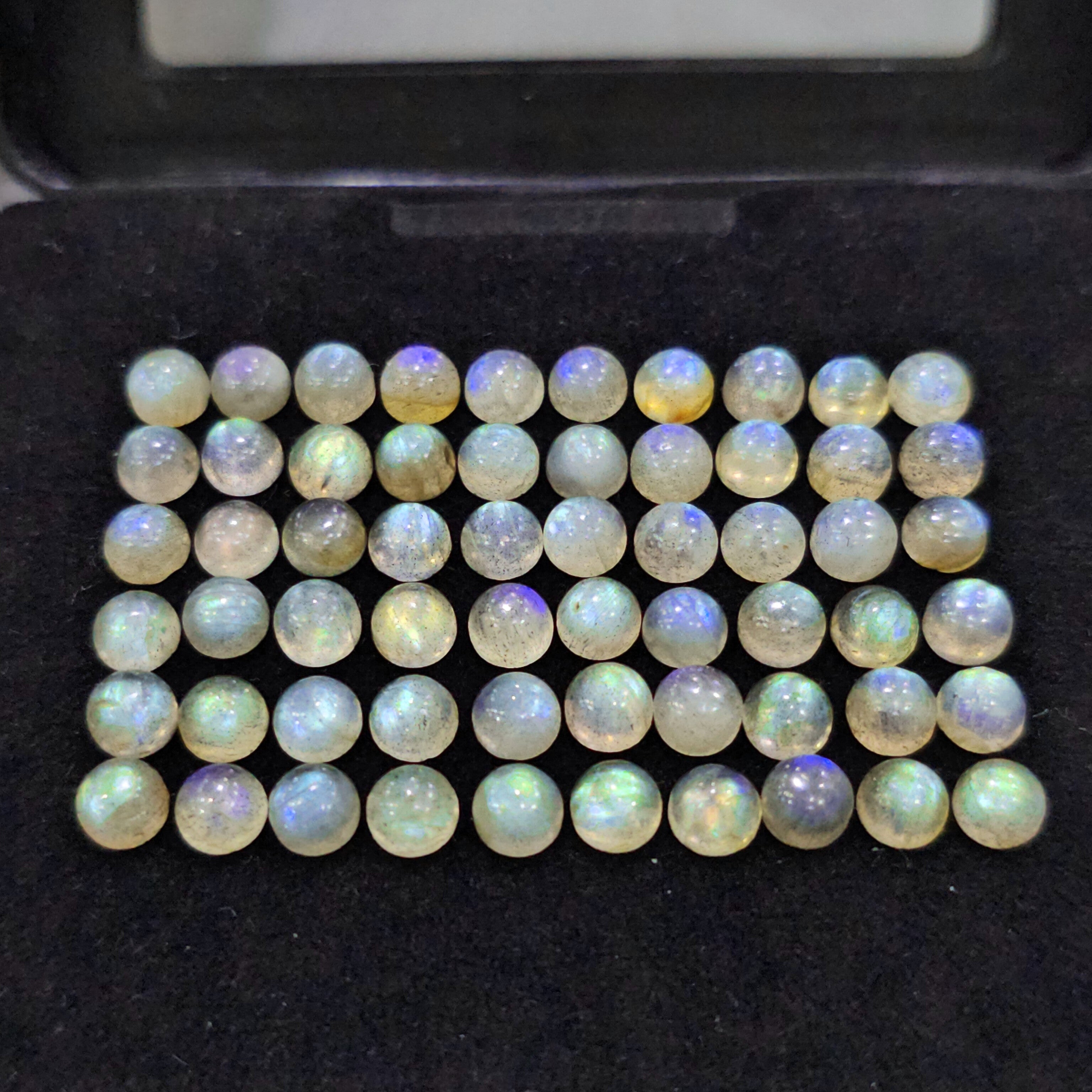 60 Pcs Labradorite Cabochons | 4mm & 5mm | Round Shape Gemstones - The LabradoriteKing