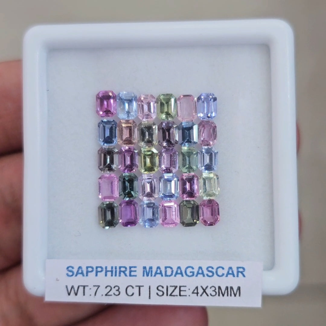 Box Of Natural Madagascar Unheated Sapphire  | 4x3mm | Rectangle