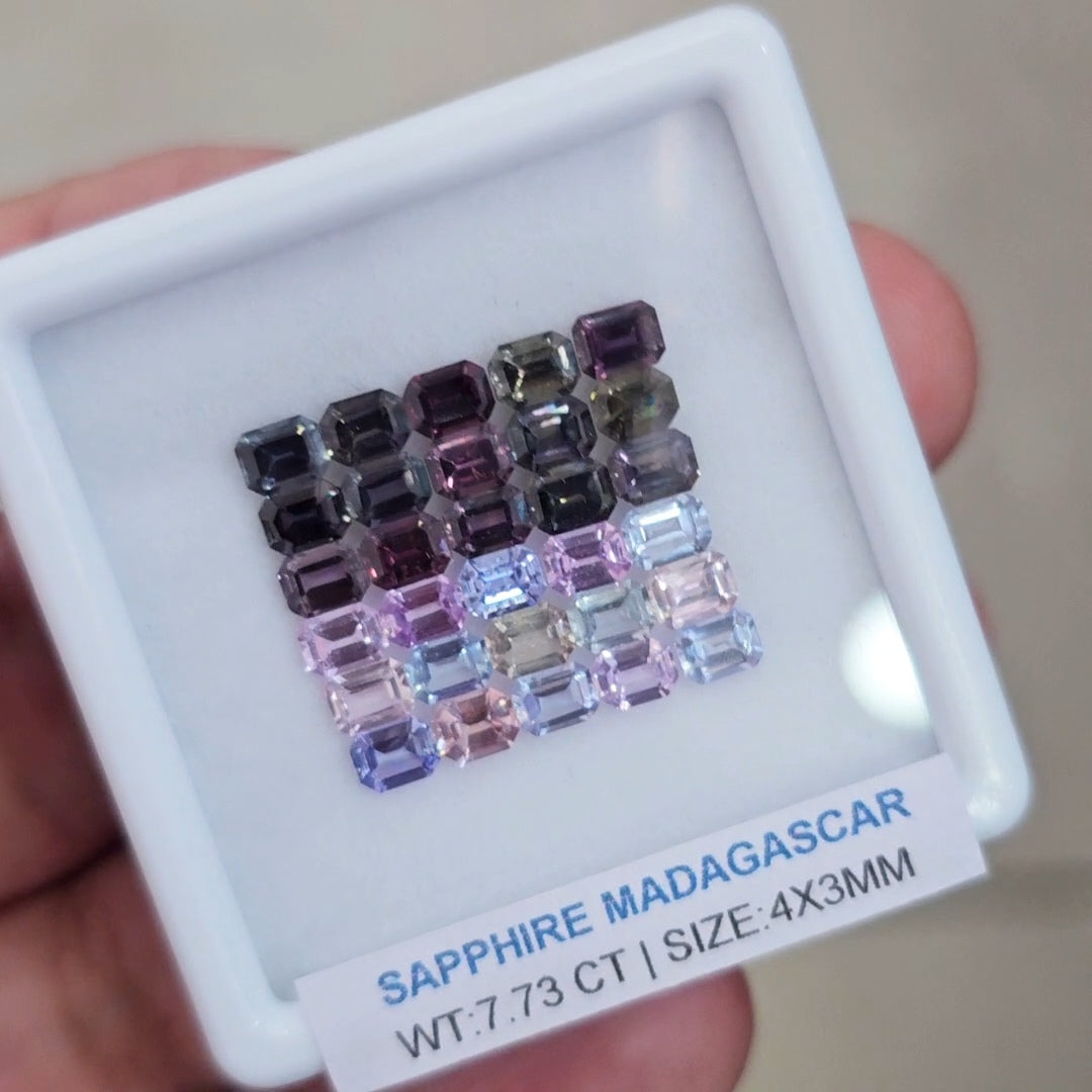 Box Of Natural Madagascar Unheated Sapphire  | 4x3mm | Rectangle