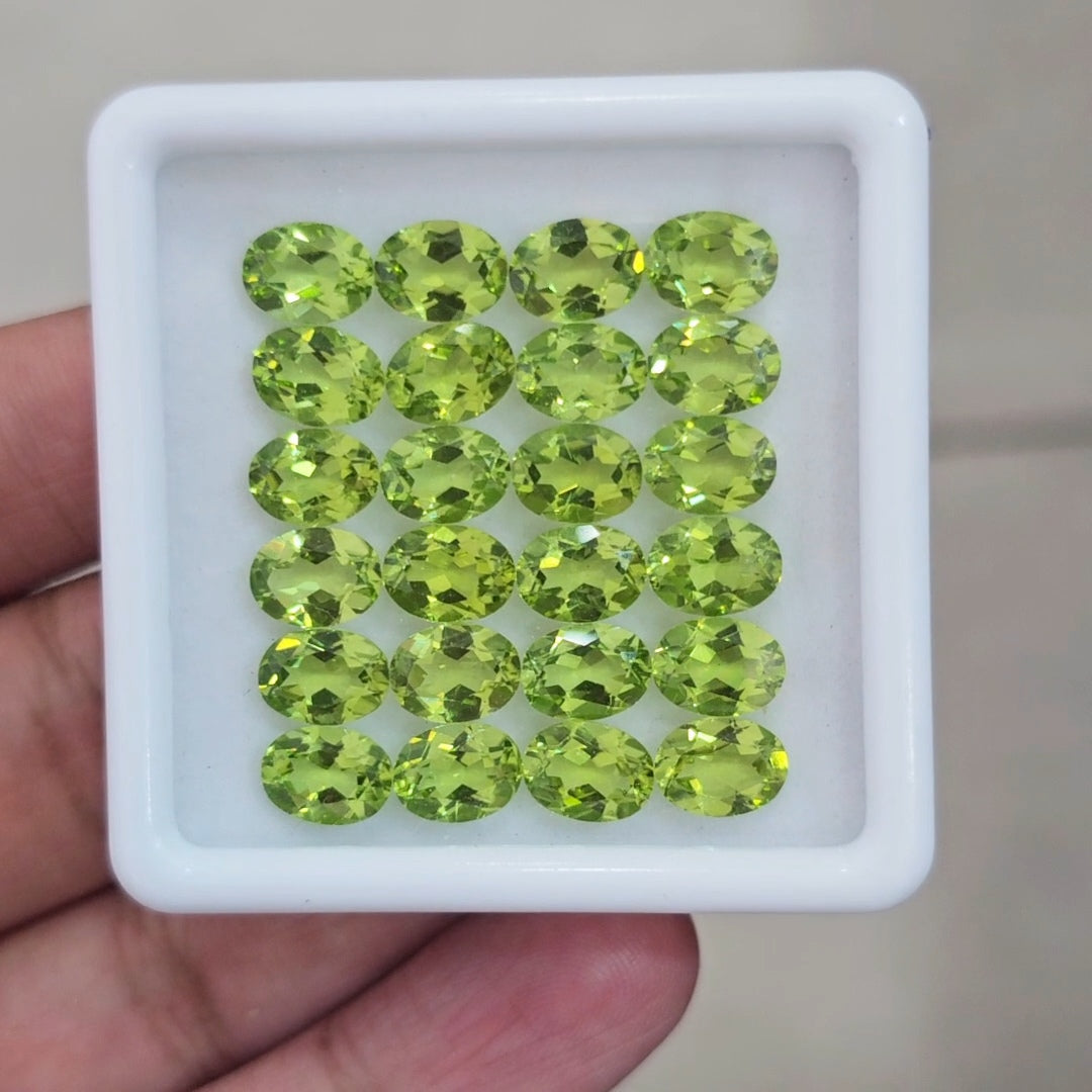 24 Pcs of Natural Peridot Faceted | Oval | Size: 8x6mm