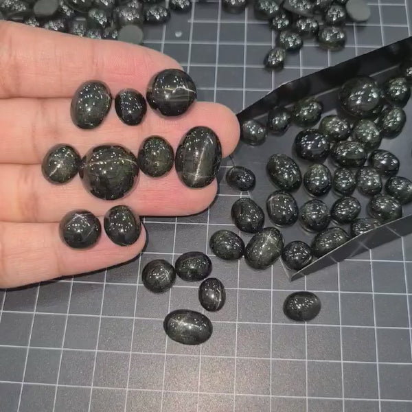 15 Pcs Black Star Diopside from India | Natural 10-15mm Cabochons