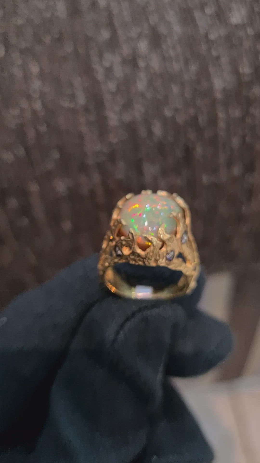 18KT Gold Opal Ring with Diamonds