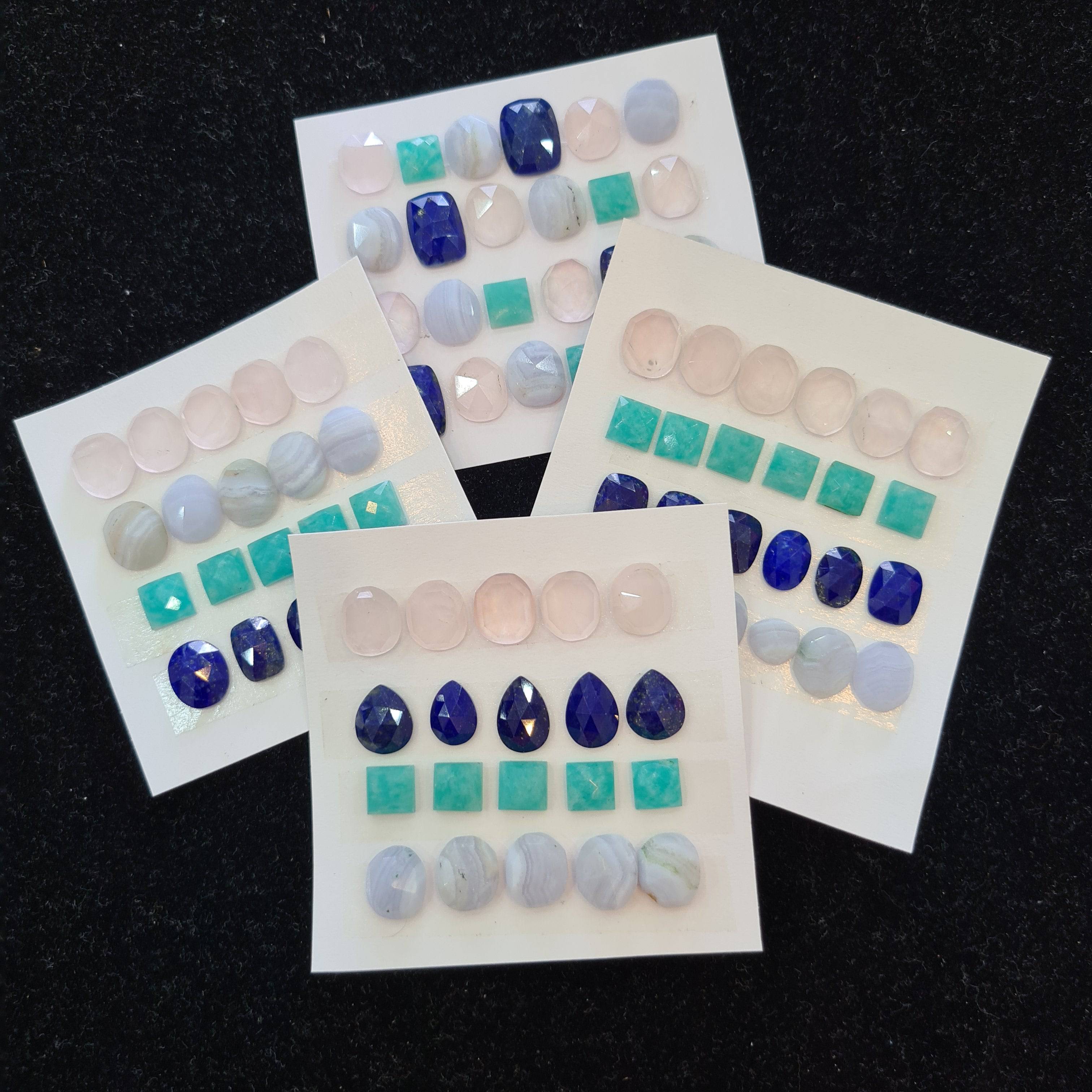 1 Card Natural Mix Rosecut Gemstones | Rose Quartz, Lapis. Agate, Amazonite, 8-12mm Size, - The LabradoriteKing