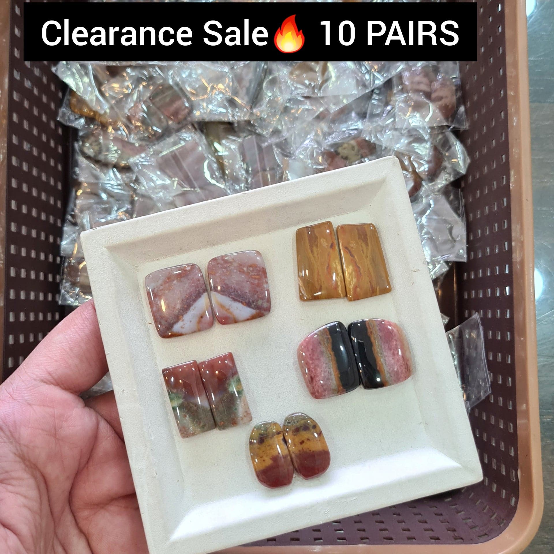 10 PAIRS of Jasper Cabochons in variety | Natural Pairs - The LabradoriteKing