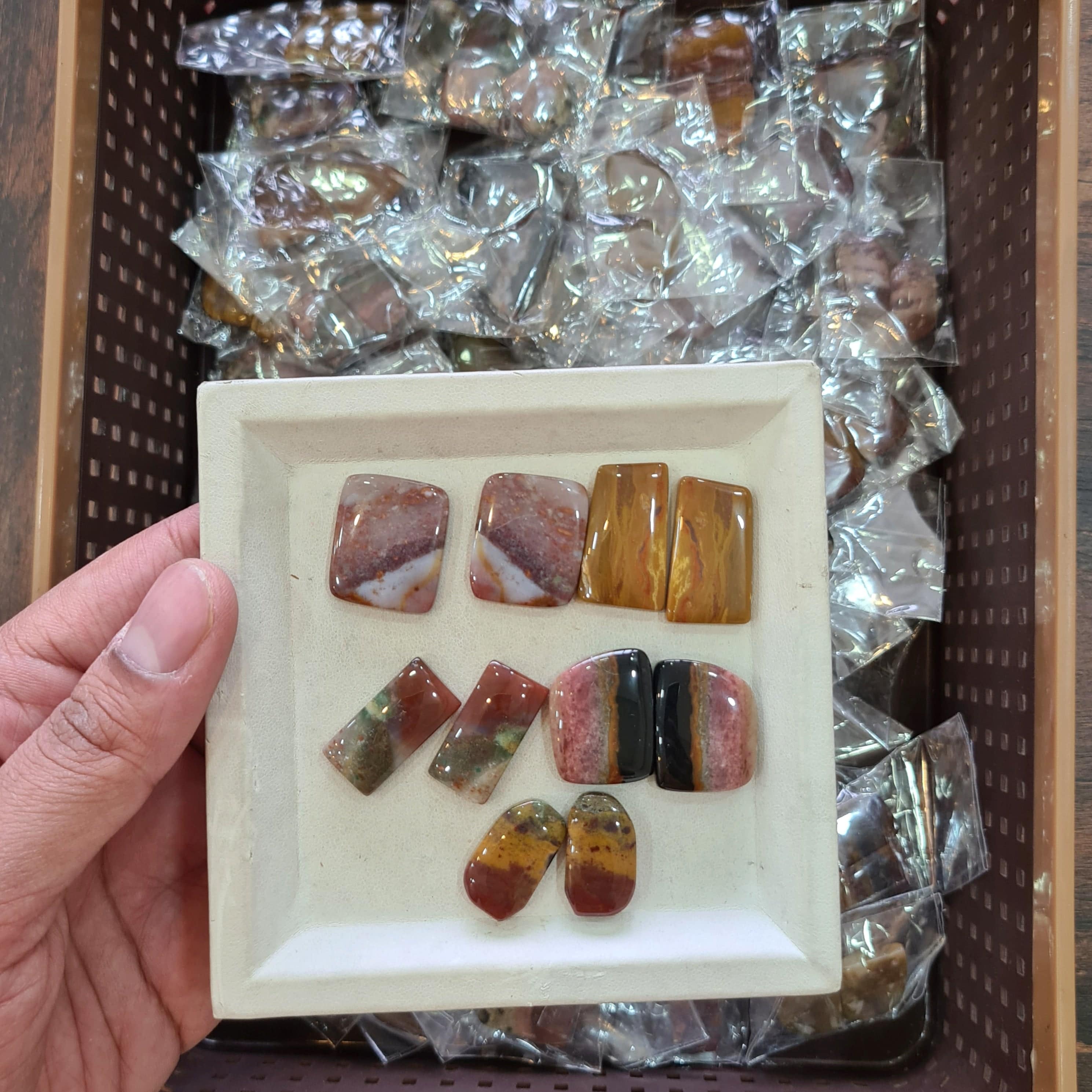 10 PAIRS of Jasper Cabochons in variety | Natural Pairs - The LabradoriteKing