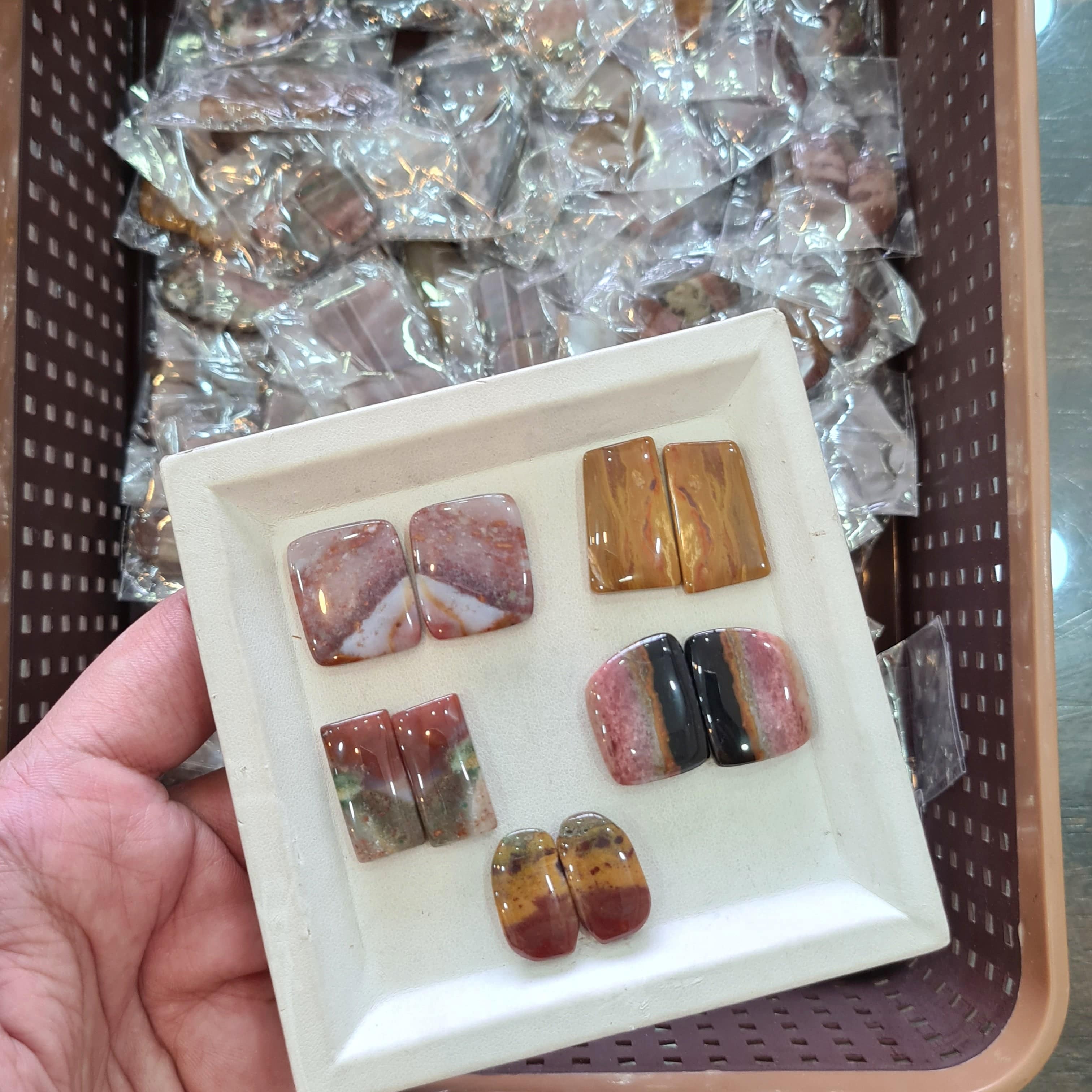 10 PAIRS of Jasper Cabochons in variety | Natural Pairs - The LabradoriteKing