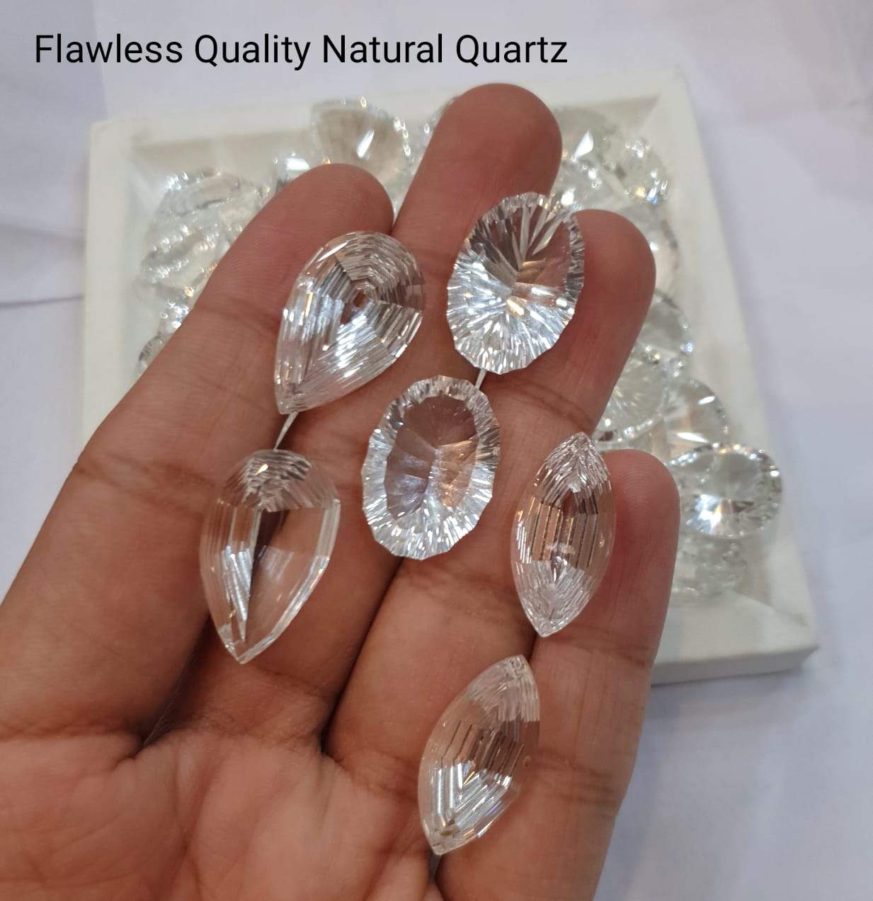 10 Pcs (5 Pairs) Natural Clear Quartz Flawless  | 23-32mm - The LabradoriteKing