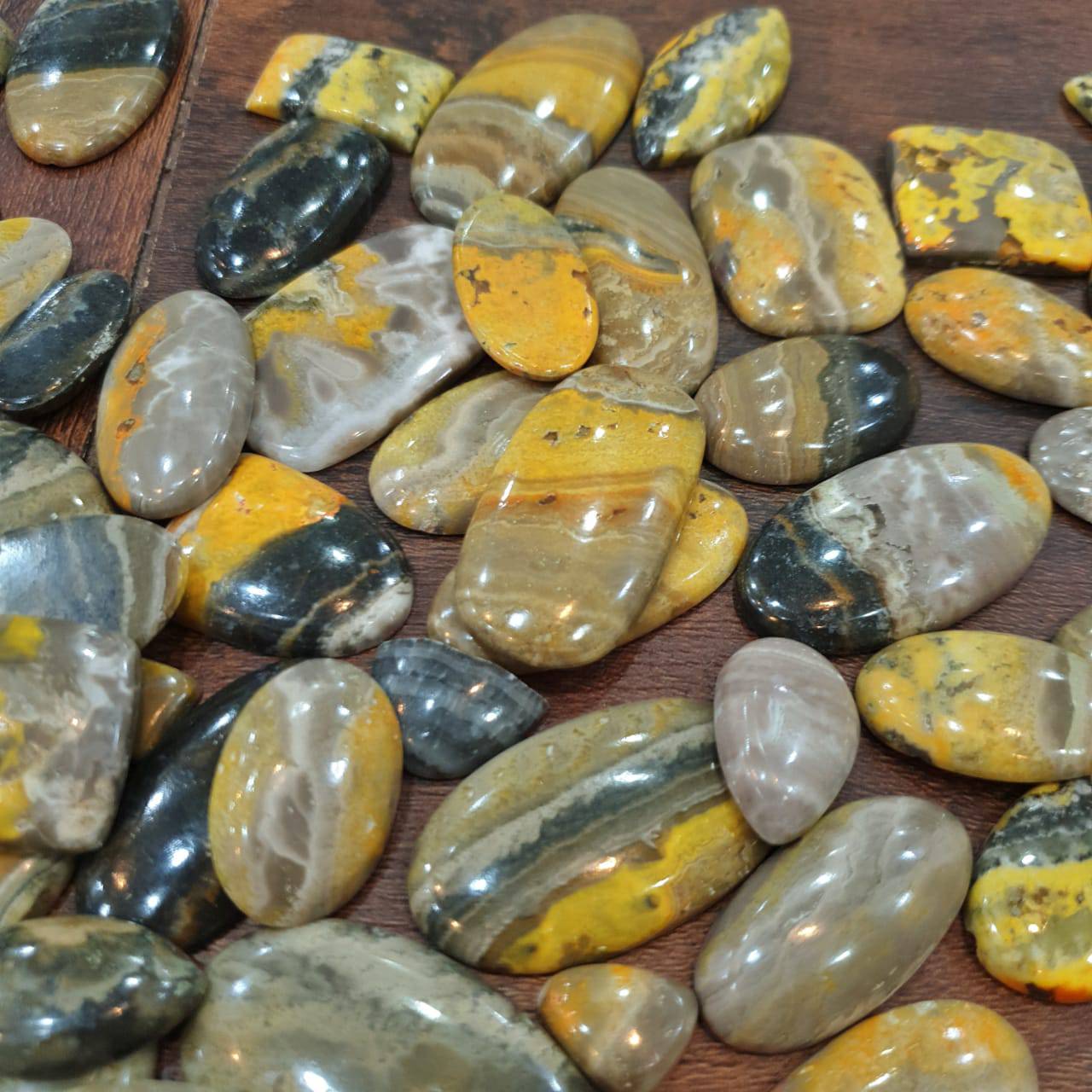 10 Pcs Bumblebee Jasper Cabochons | 25-35mm sizes - The LabradoriteKing