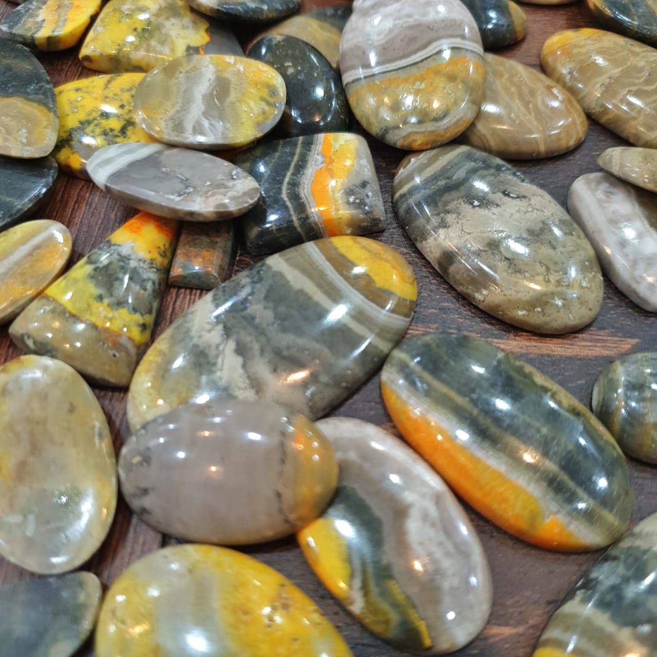 10 Pcs Bumblebee Jasper Cabochons | 25-35mm sizes - The LabradoriteKing